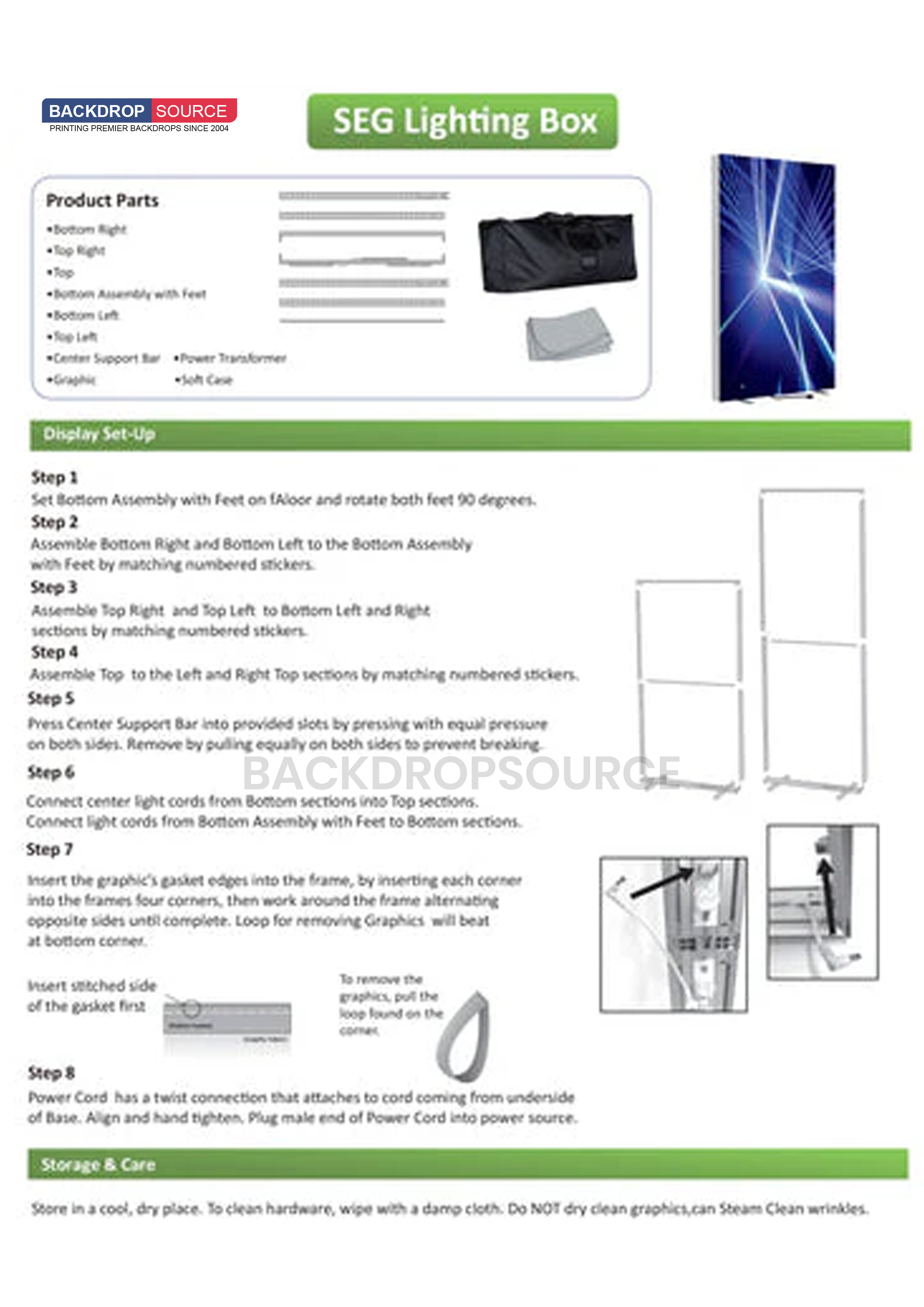 SEG Frameless Fabric Led Light Box Display - 0.85m W x  2m H