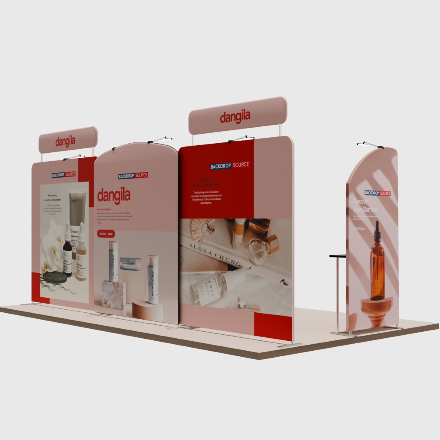 Toile de fond droite de 6m avec kit d'exposition pour table ronde