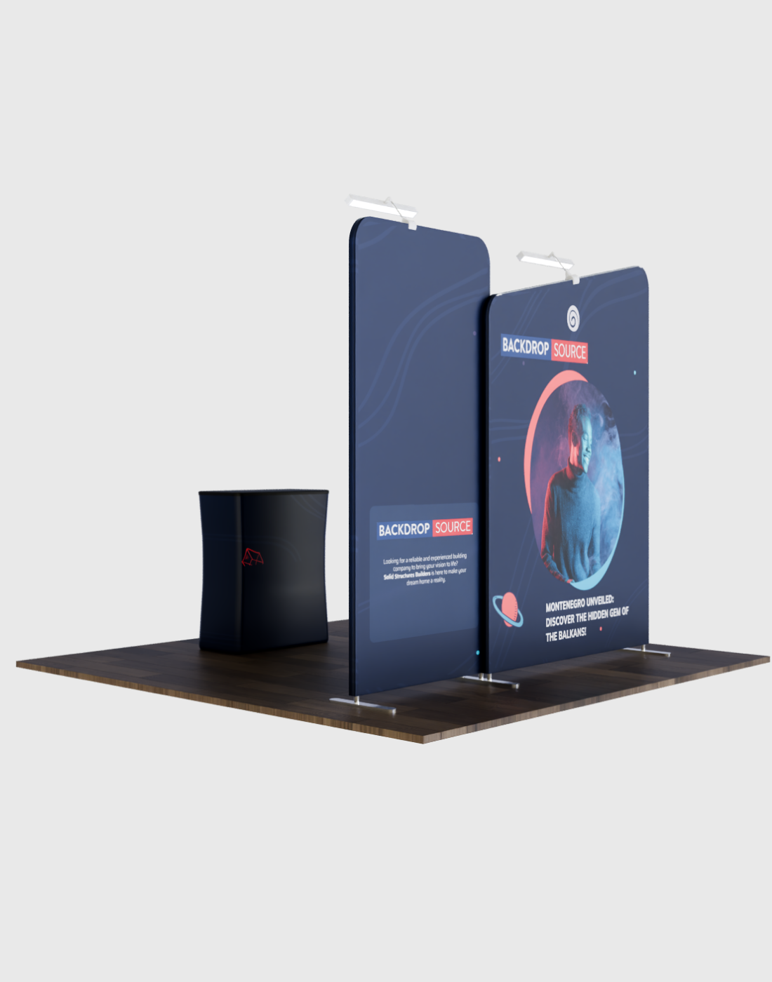 Présentoir d'exposition portable 3m x 3m - Modèle 7