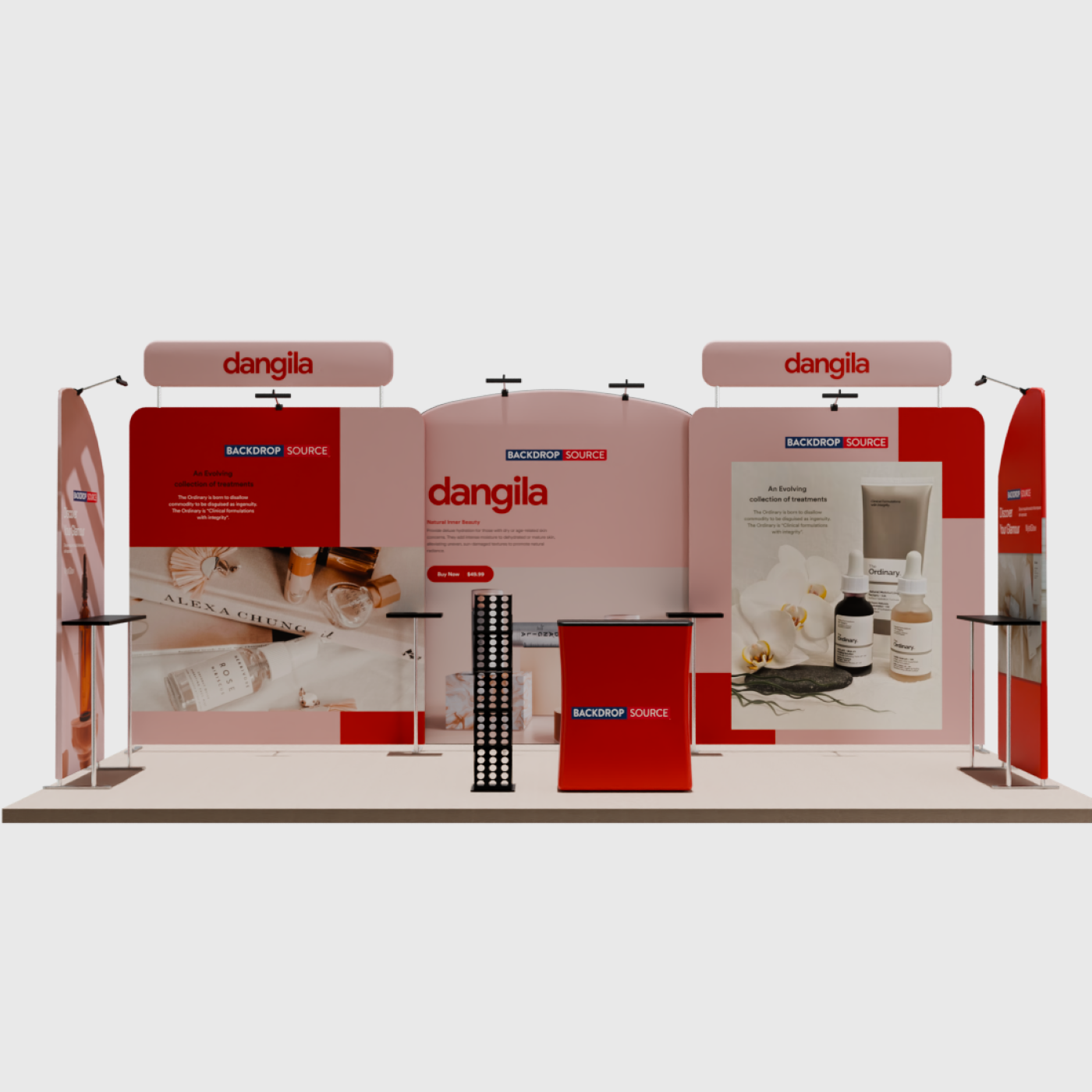 Toile de fond droite de 6m avec kit d'exposition pour table ronde