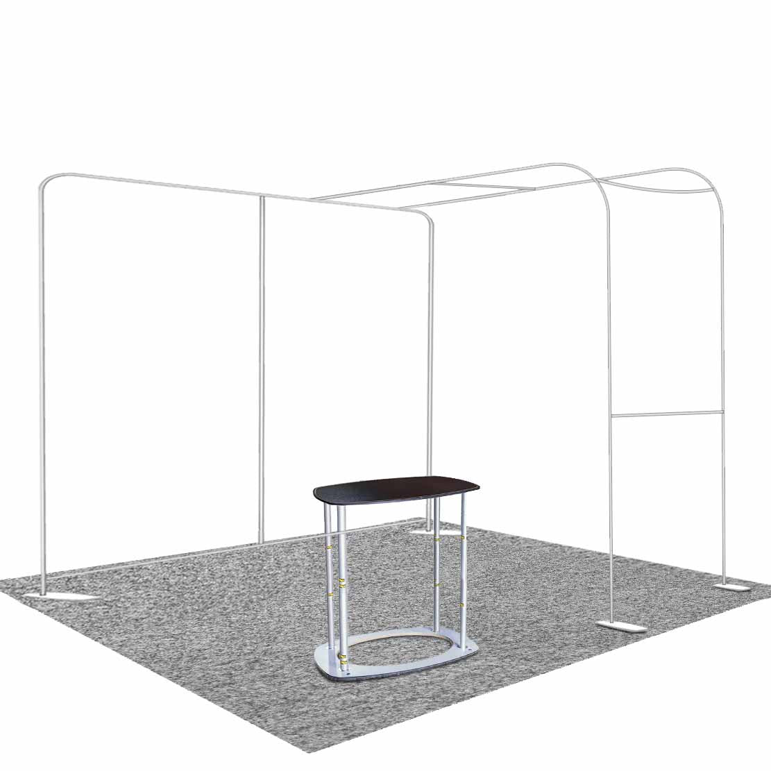 Kit d'exposition d'écran TV économique en L pour cabines de 10 pieds de large