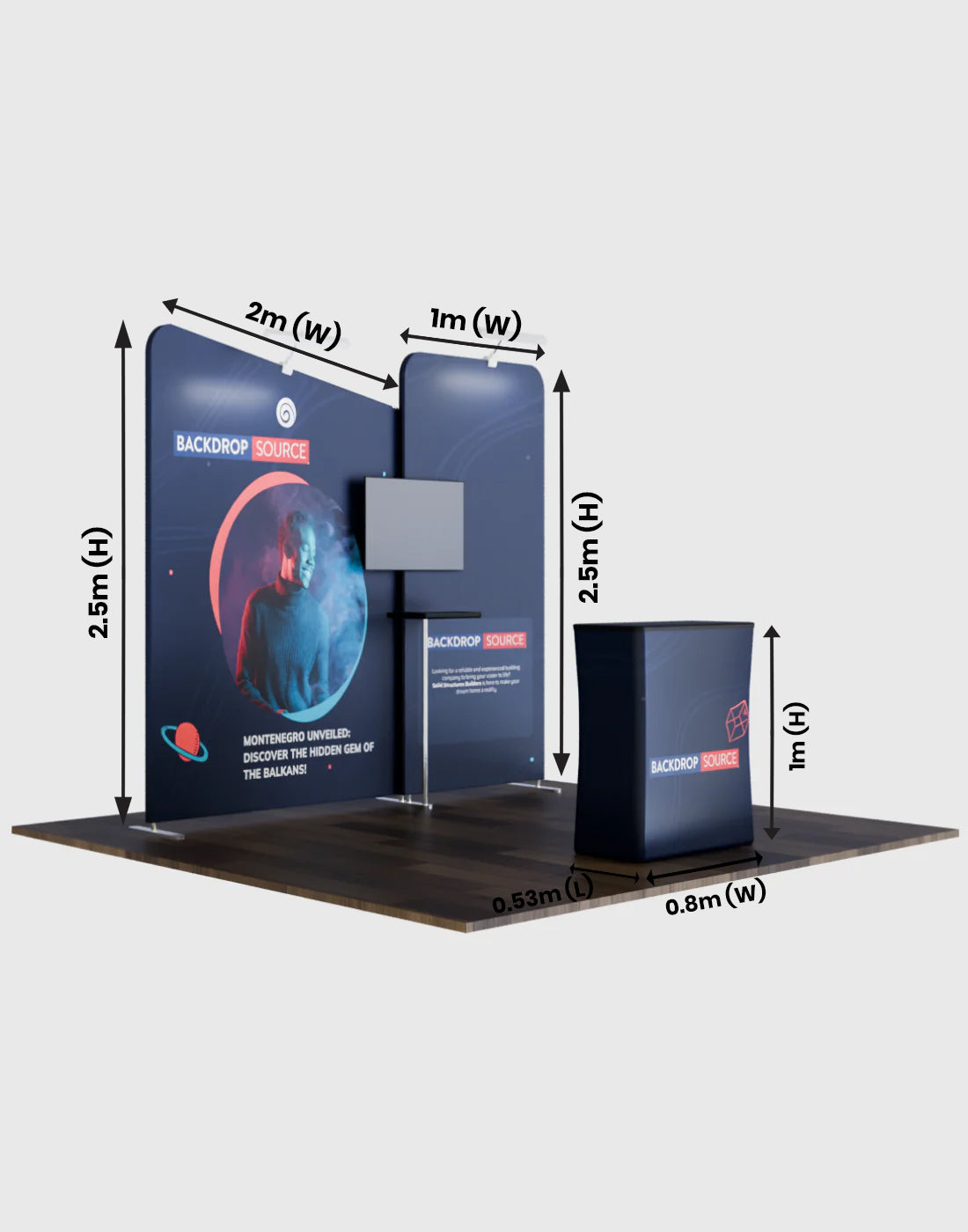 Présentoir d'exposition portable 3m x 3m - Modèle 7