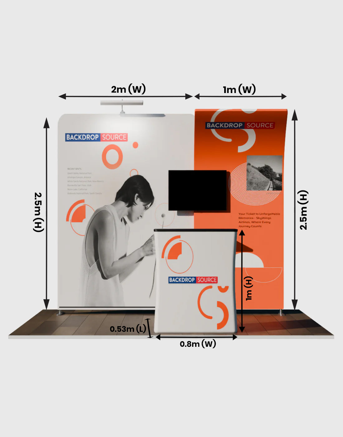 Présentoir d'exposition portable 10 pieds 3m x 3m - Modèle 14