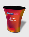 Comptoir d'exposition rond en tissu (pour les expositions sur podium et sur stand)