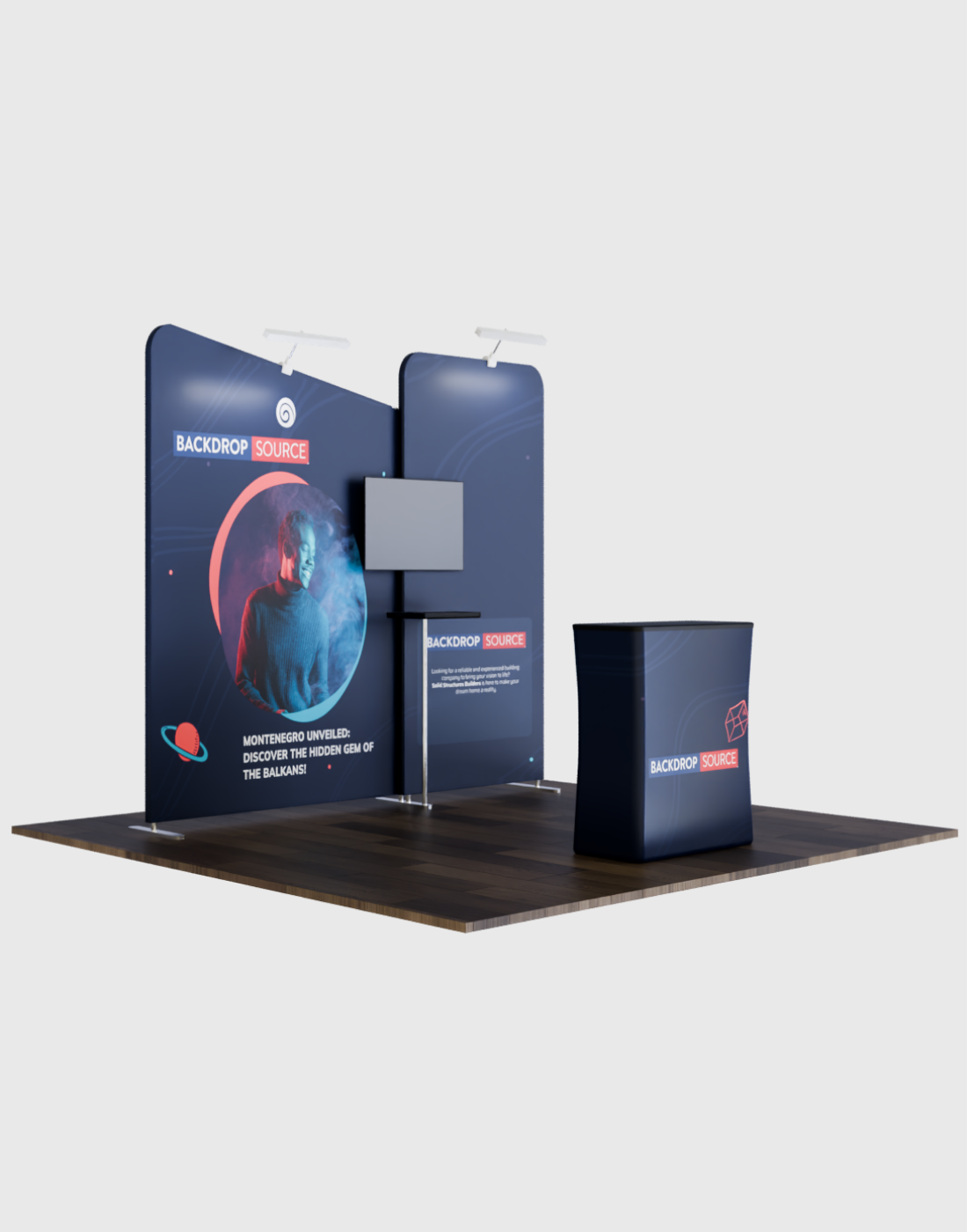 Présentoir d'exposition portable 3m x 3m - Modèle 7