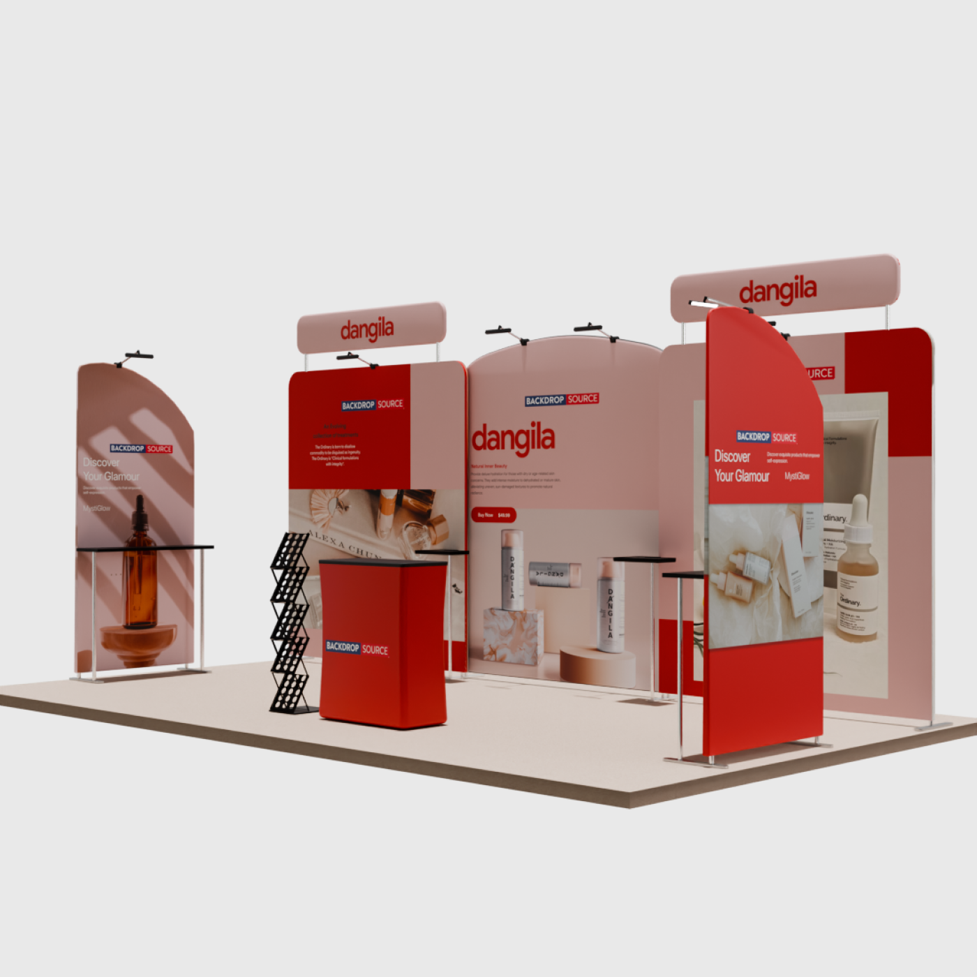 Toile de fond droite de 6m avec kit d'exposition pour table ronde