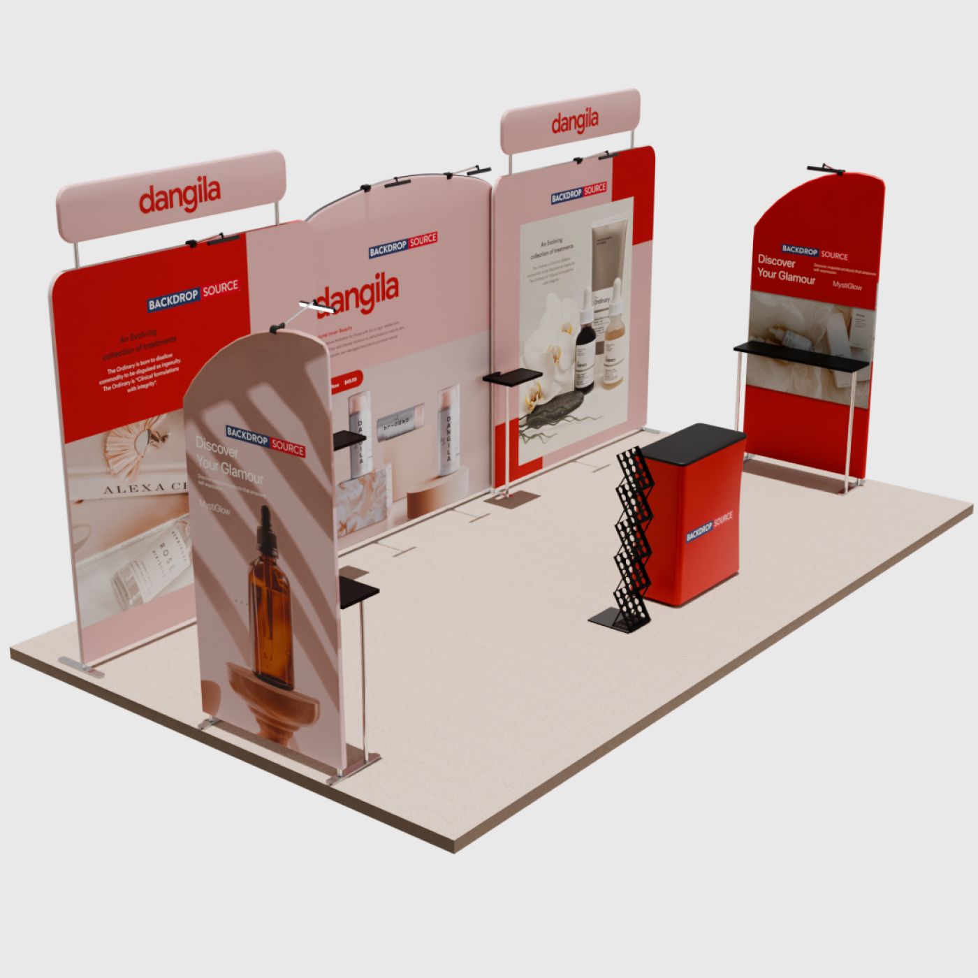 Toile de fond droite de 6m avec kit d'exposition pour table ronde