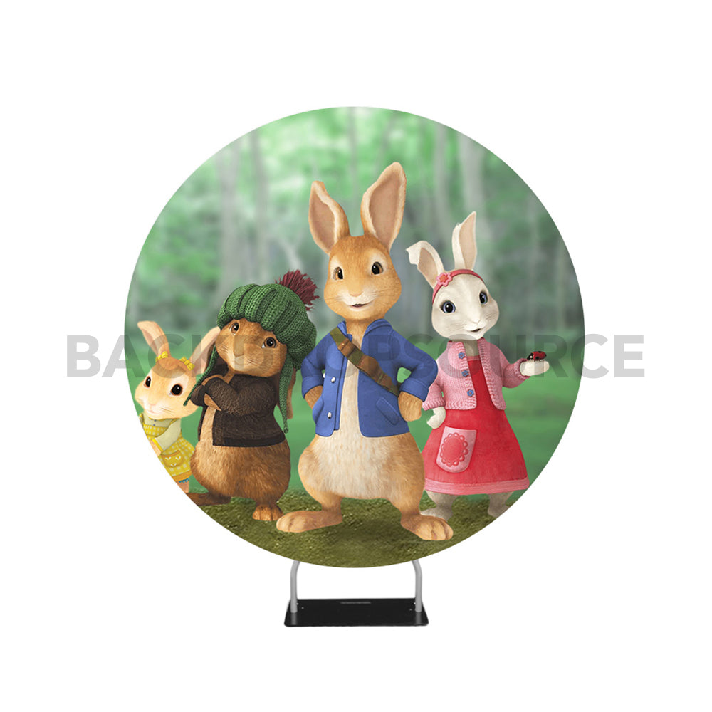 Toile de fond ronde pour photomaton sur le thème de Peter Rabbit