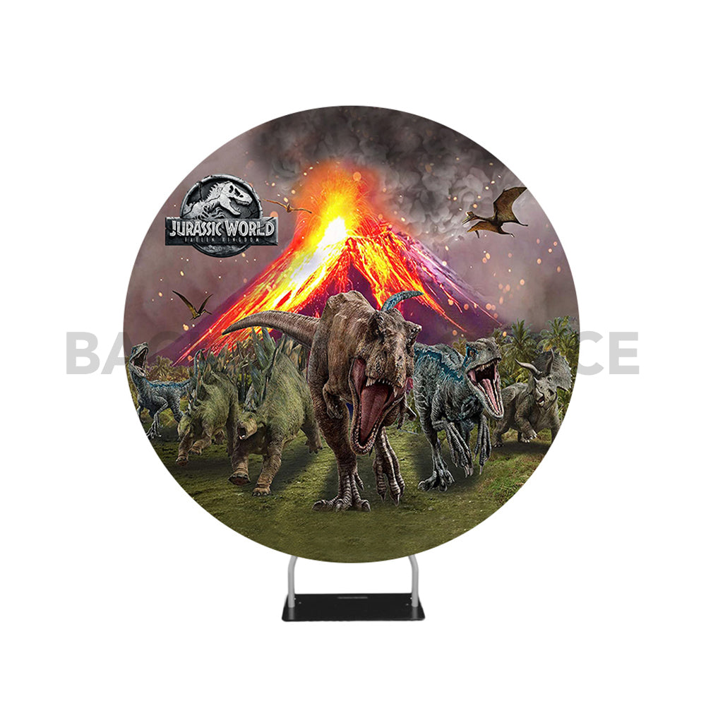 Fond de photomaton rond sur le thème du monde jurassique