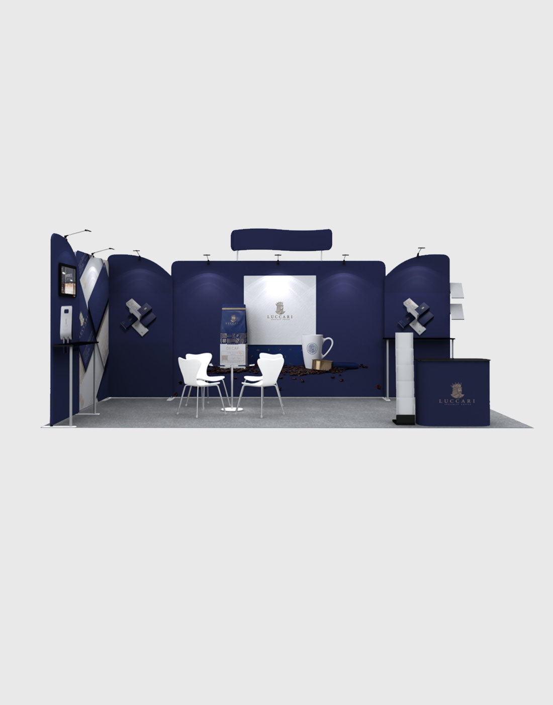 Toile de fond droite de 6m avec kit d'exposition d'étagère