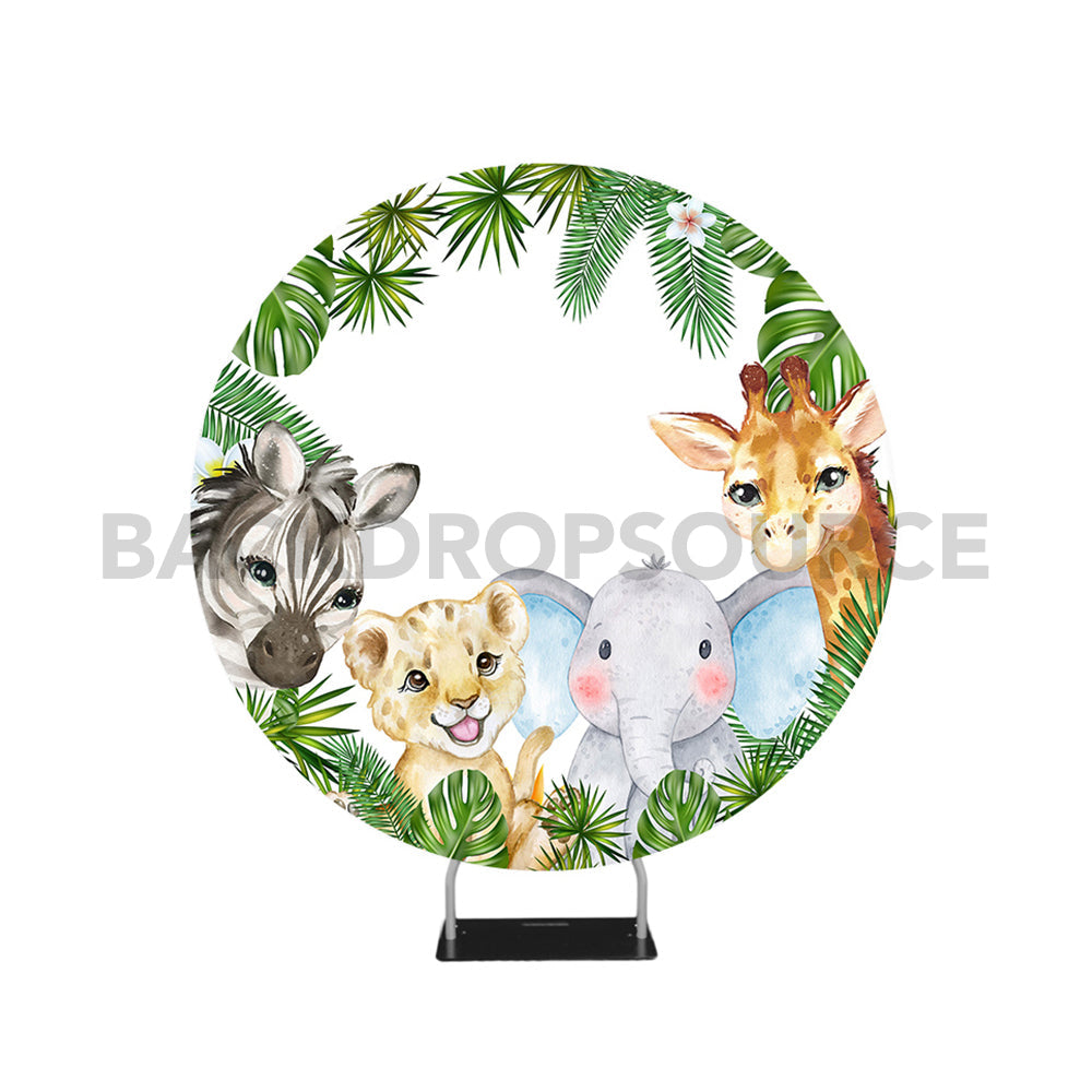 Toile de fond ronde pour photomaton sur le thème du zoo