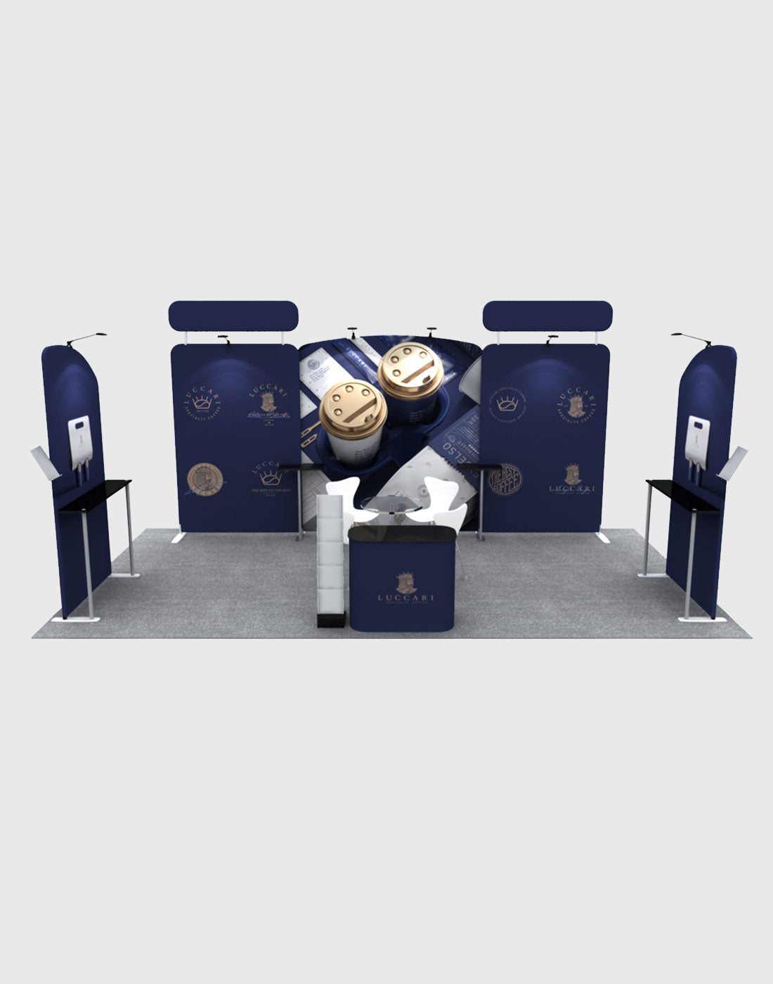 Toile de fond droite de 6m avec kit d'exposition pour table ronde