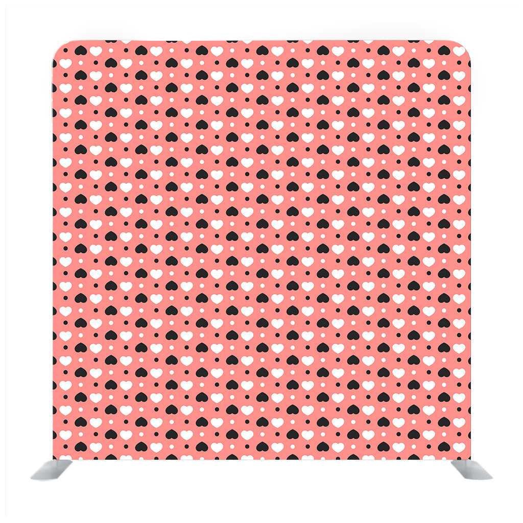 Black And White Little Hearts With Red Background Media Wall