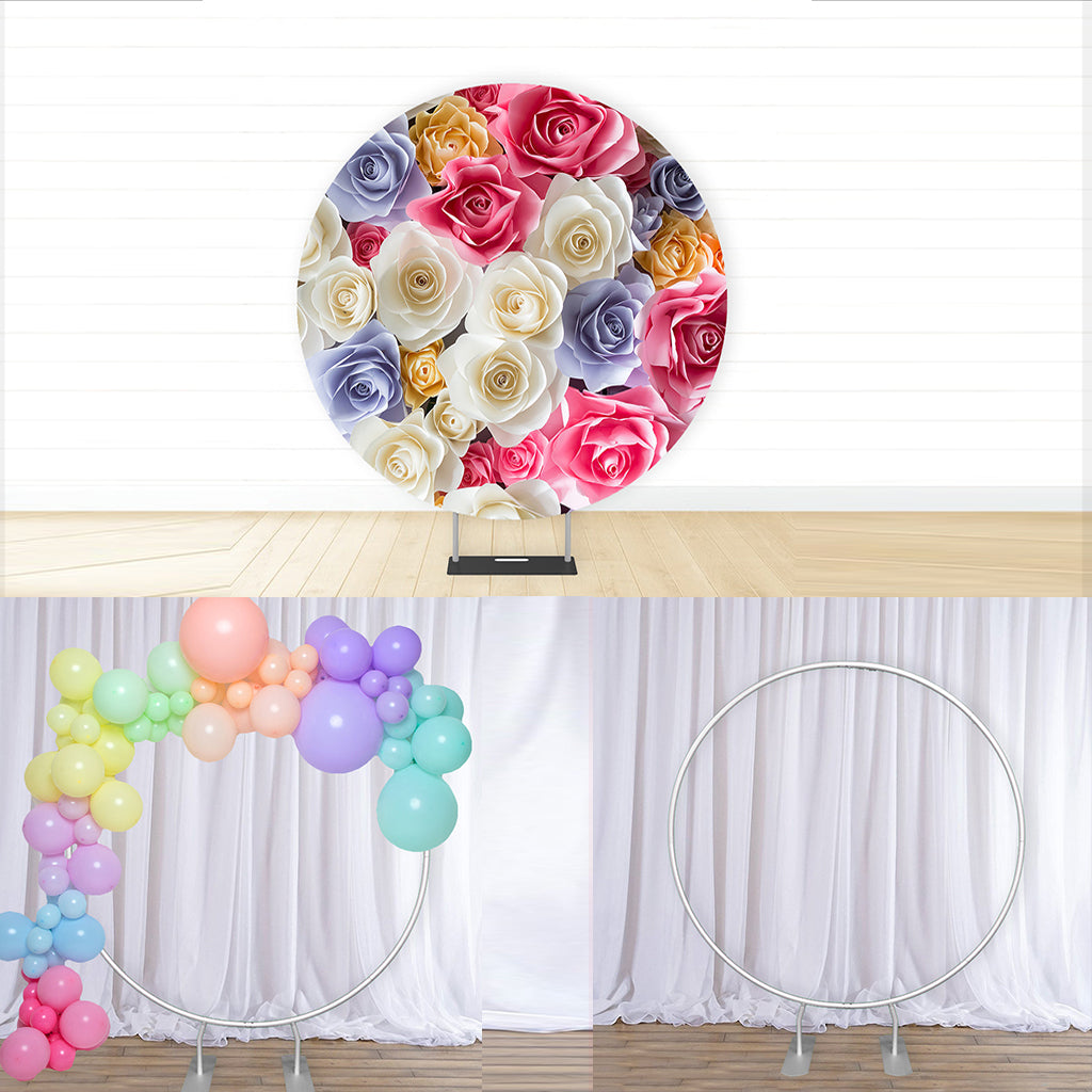 Support de toile de fond circulaire (diamètre 2 m) pour les décorations de fêtes de mariage et d'anniversaire
