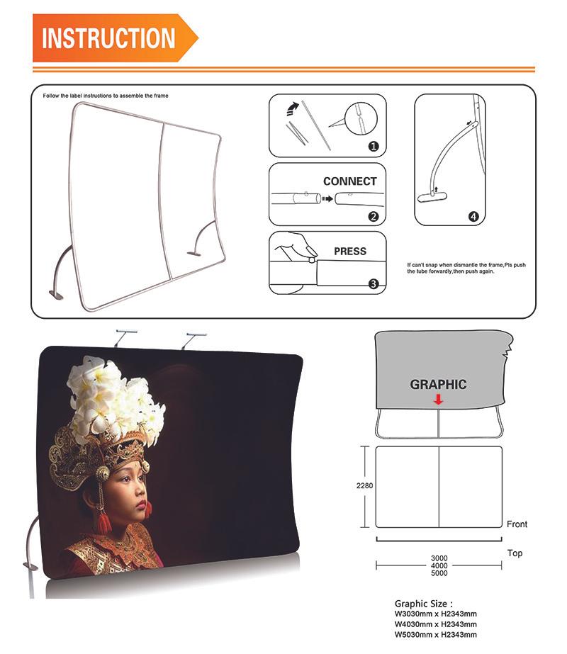 MUR MÉDIA EN TISSU TENDU EN FORME DE U