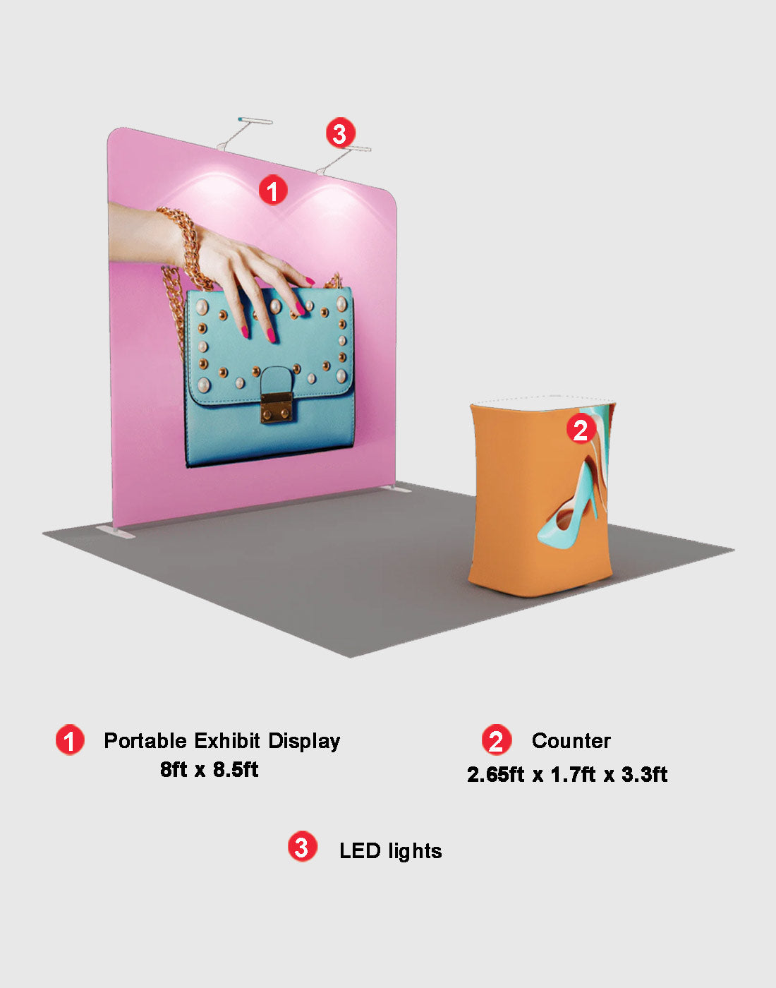 Présentoir d'exposition portable 3m x 3m - Modèle 9