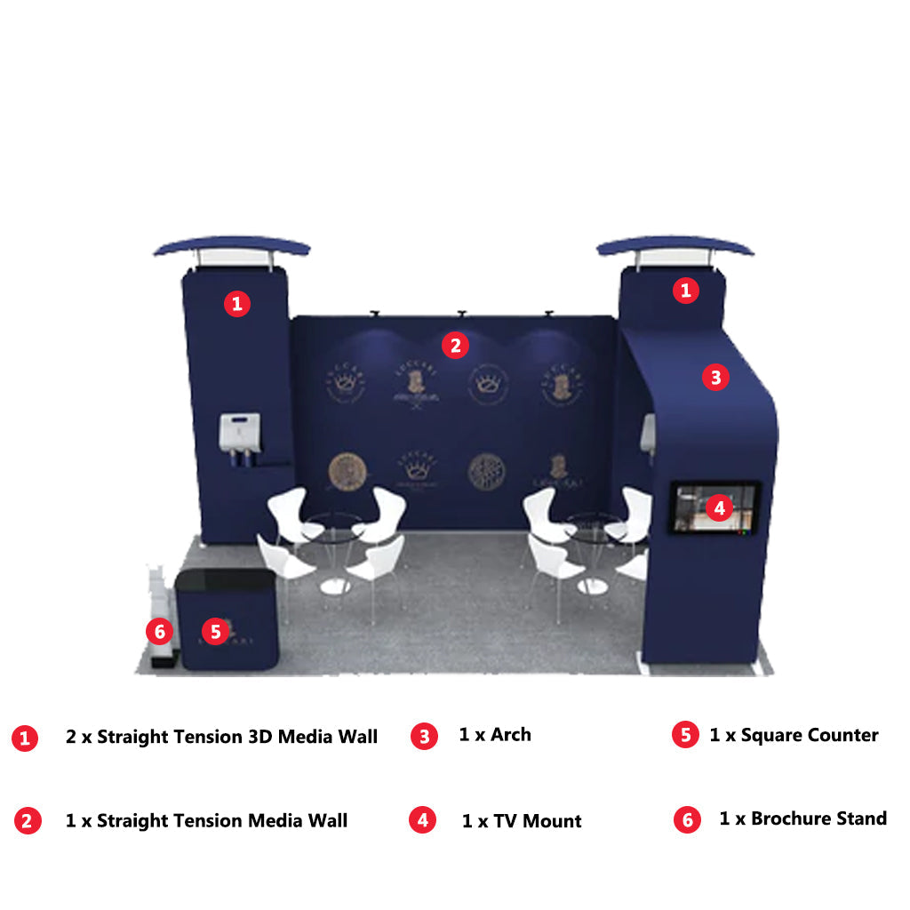 Toile de fond droite de 6m avec kit d'exposition 3D Wall & Arch