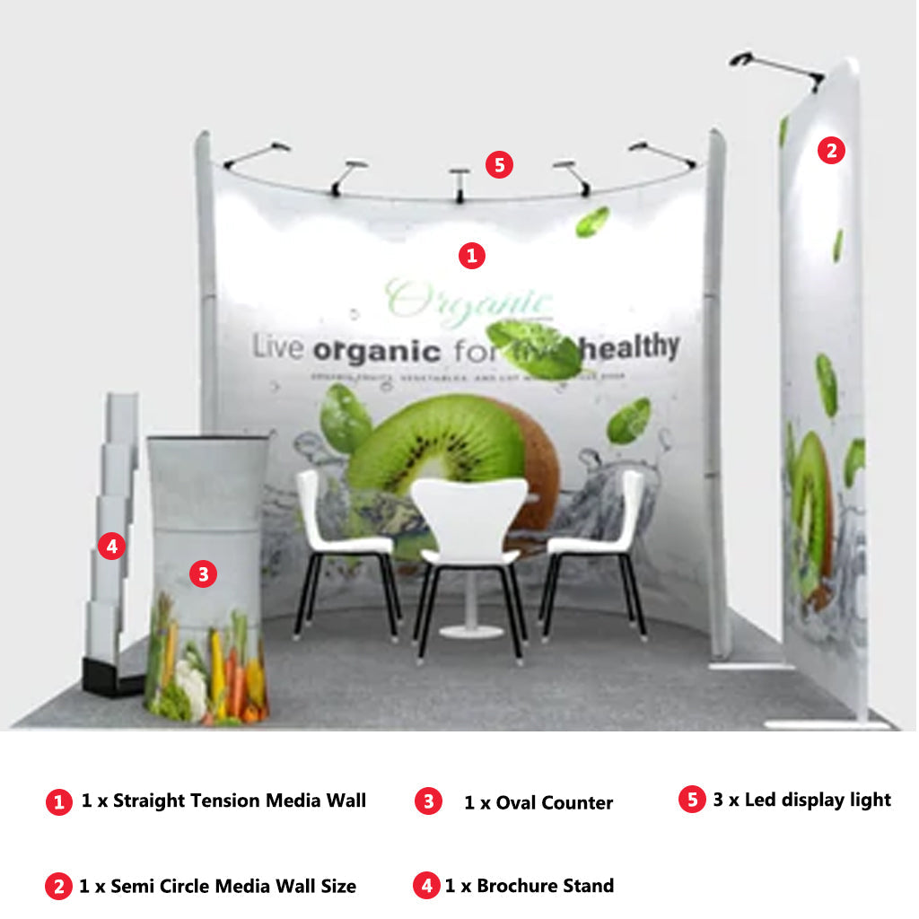 Kit d'exposition modulaire en forme de U pour stands de 3m de large