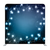 Realistic Lantern Garland on Dark Night Sky Background with Snowflakes Backdrop