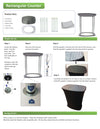 Rectangular fabric display counter (for podiums and exhibition stands)