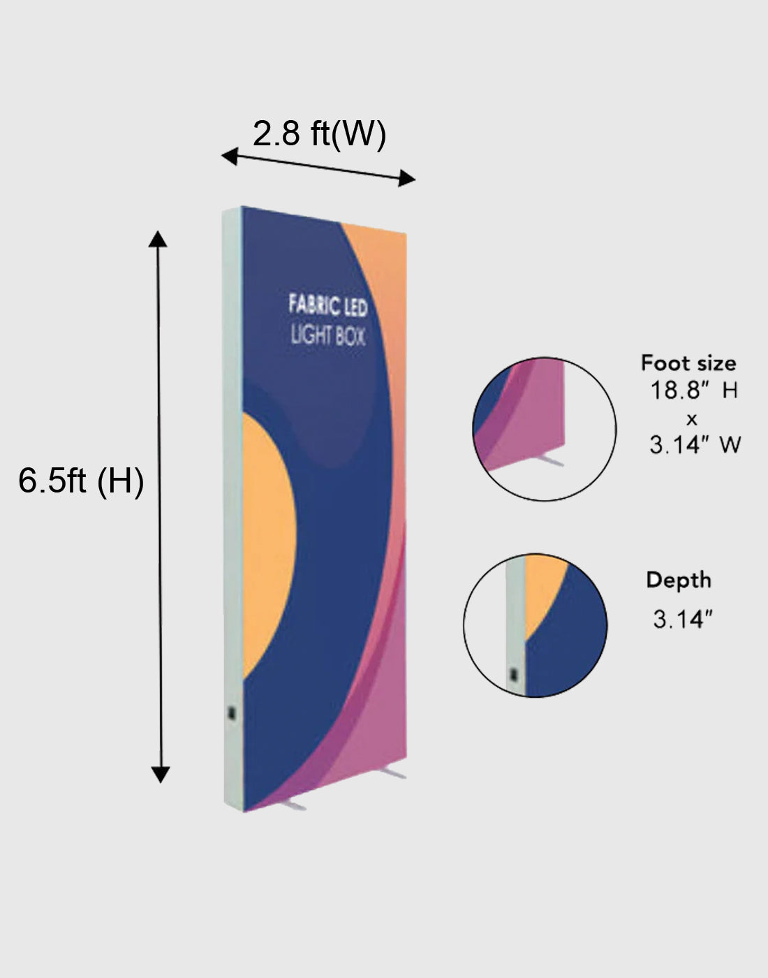 SEG Frameless Fabric Led Light Box Display - 0.85m W x  2m H