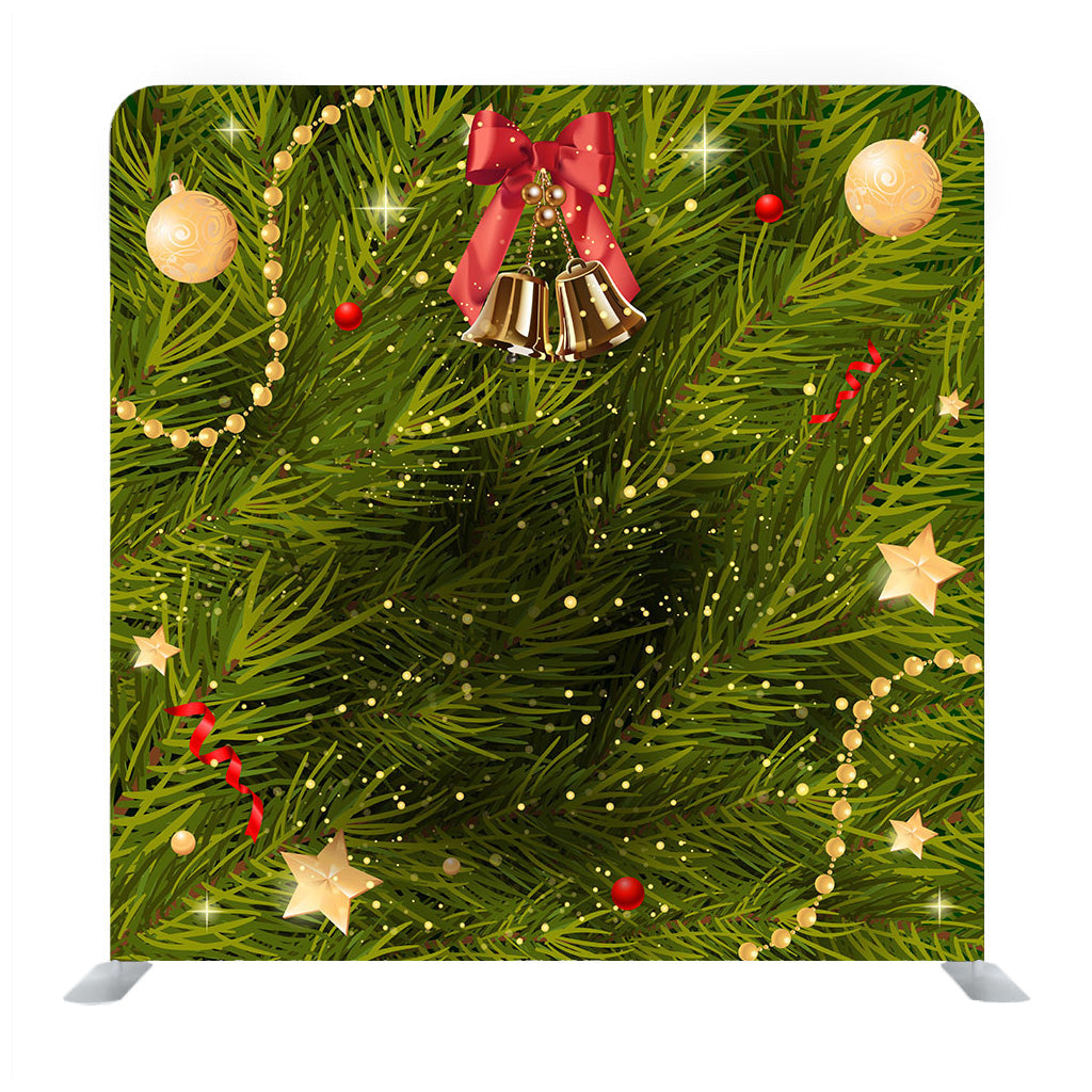 Spruce With Decorations And Shiny Highlights On Gray Background Media Wall