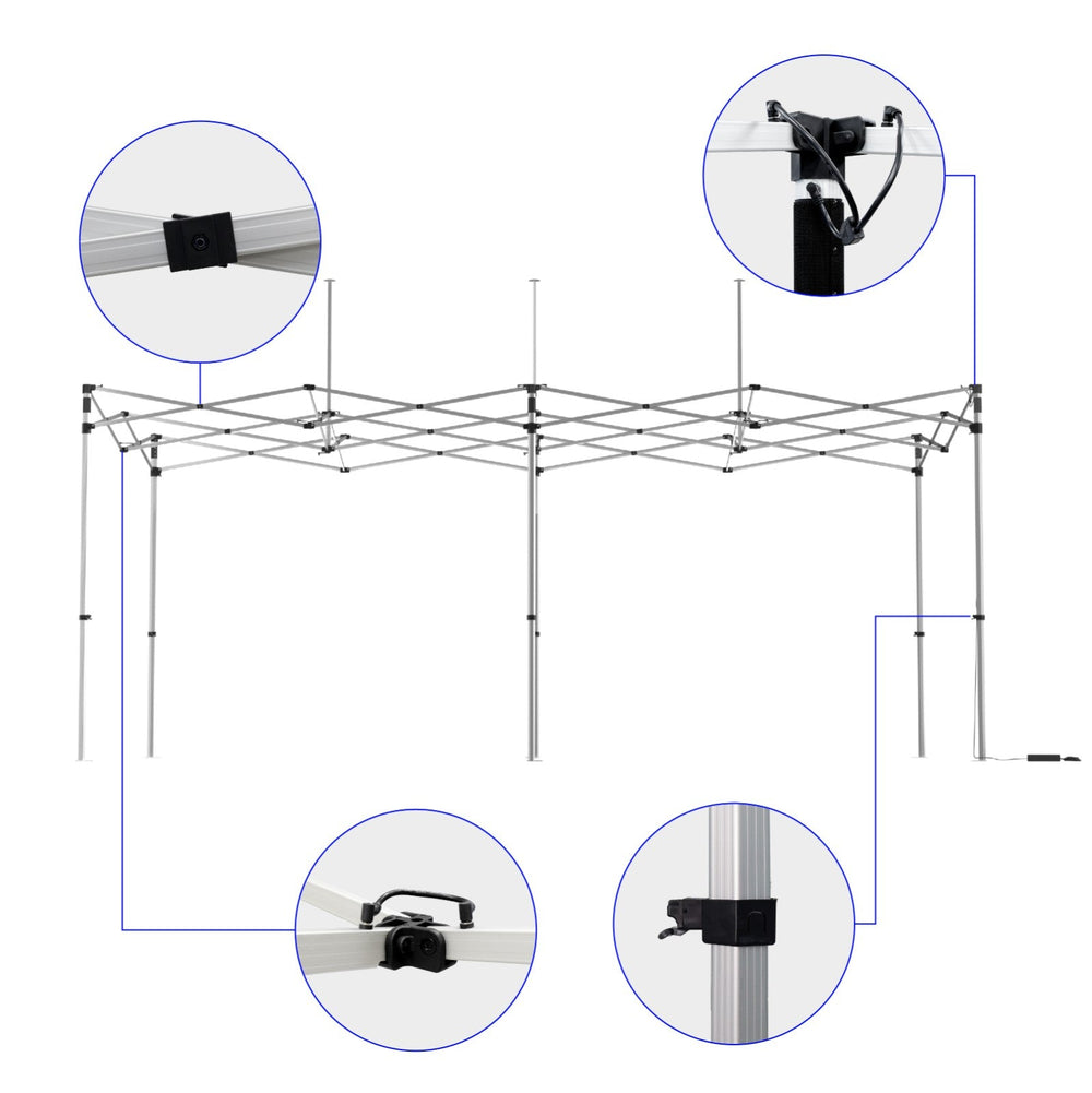 Tente pliante éclairée – 6 m x 3 m (structure LED)
