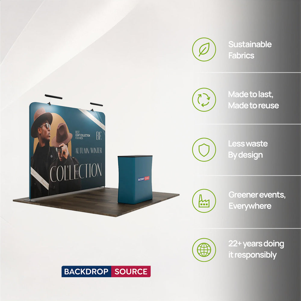 Kit d'exposition droit 3x3m Exhibit Pro 3-en-1 avec éclairage Illume