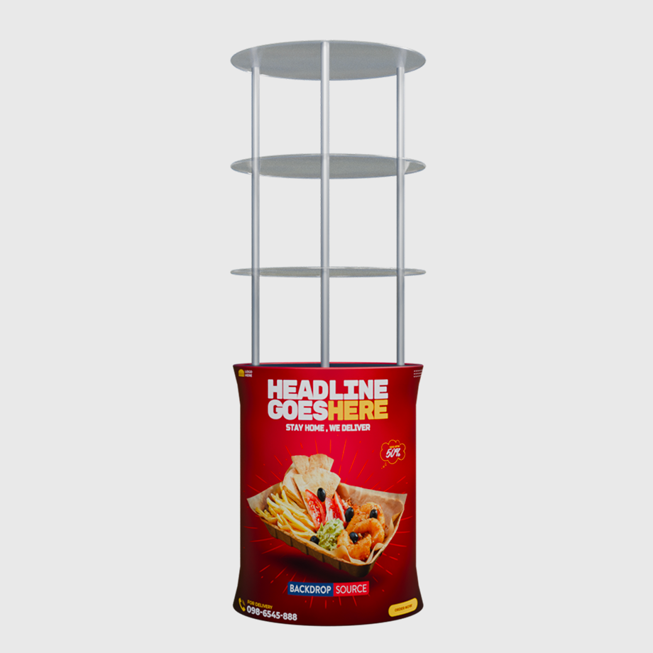 Oval Counter Display with Triple Shelves