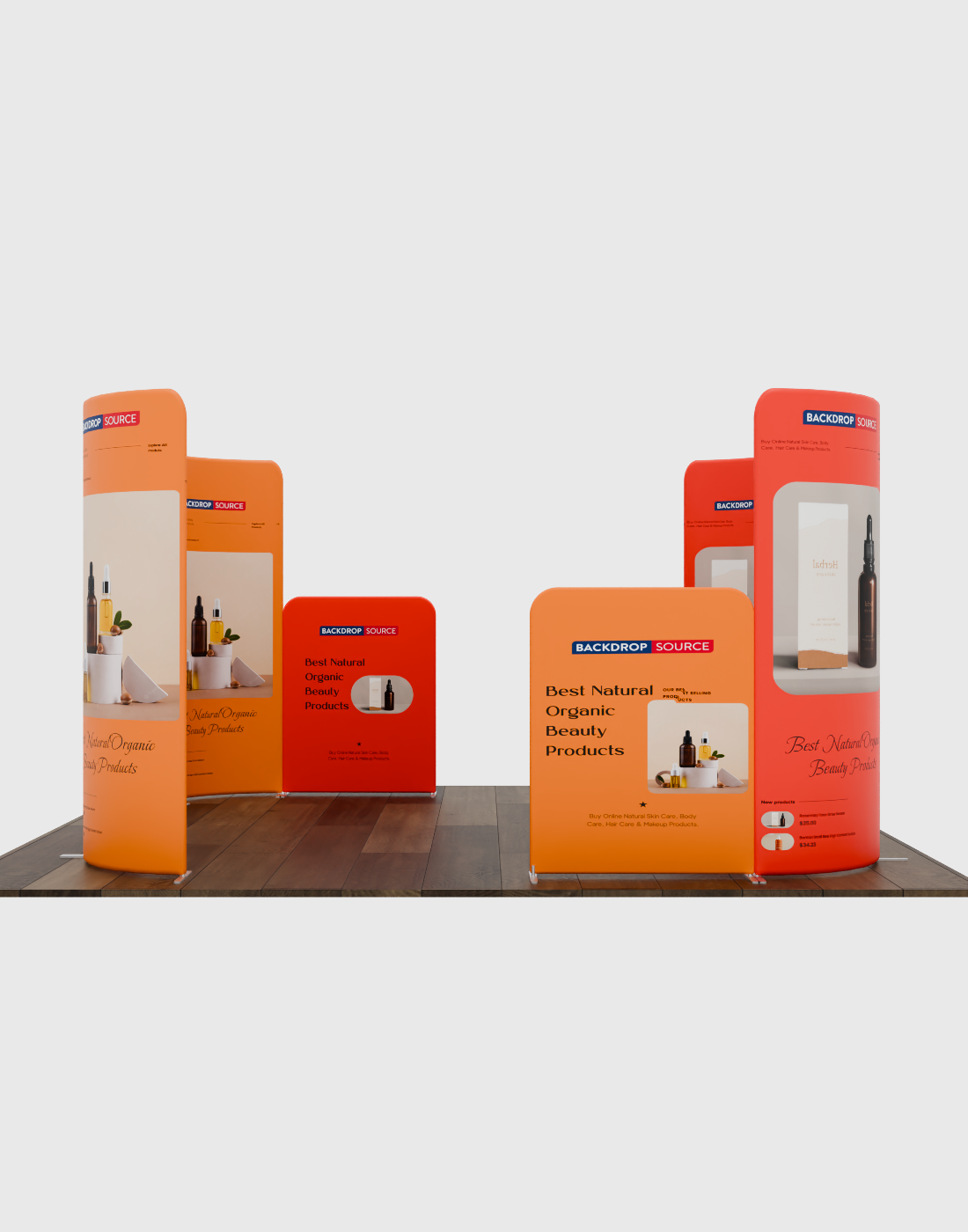 Mur de stand en tissu magnétique 3x3m avec panneaux droits et incurvés