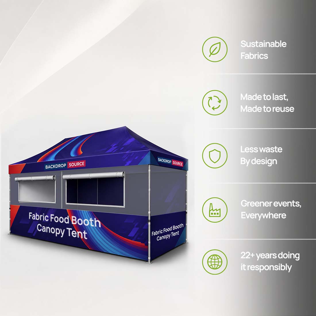 Tente de stand alimentaire en tissu 6 m x 3 m