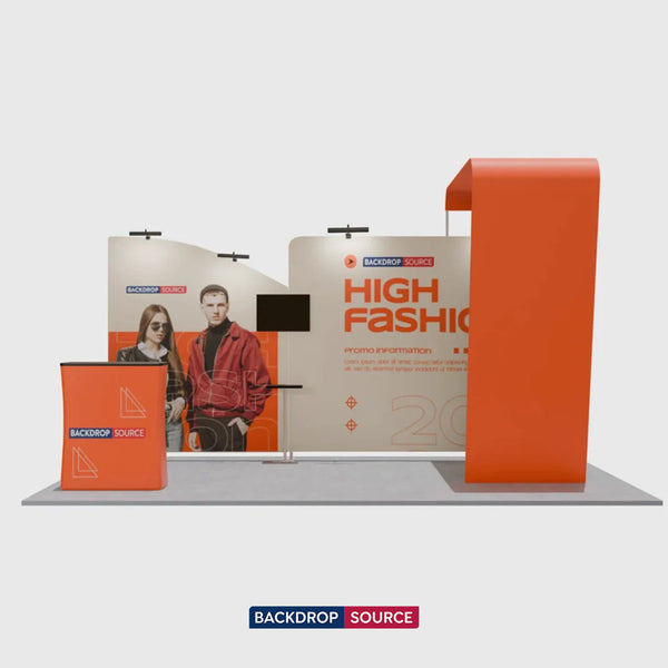 Kit d'exposition avec fond droit 6x3m et arche