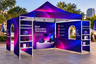 Kit d'abri en tissu 3 m x 3 m A6 avec doubles portes arquées et étagères de présentation quadruples