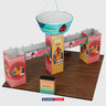 Kit de stand tour cubique 9x6m avec bannière suspendue et 2 comptoirs