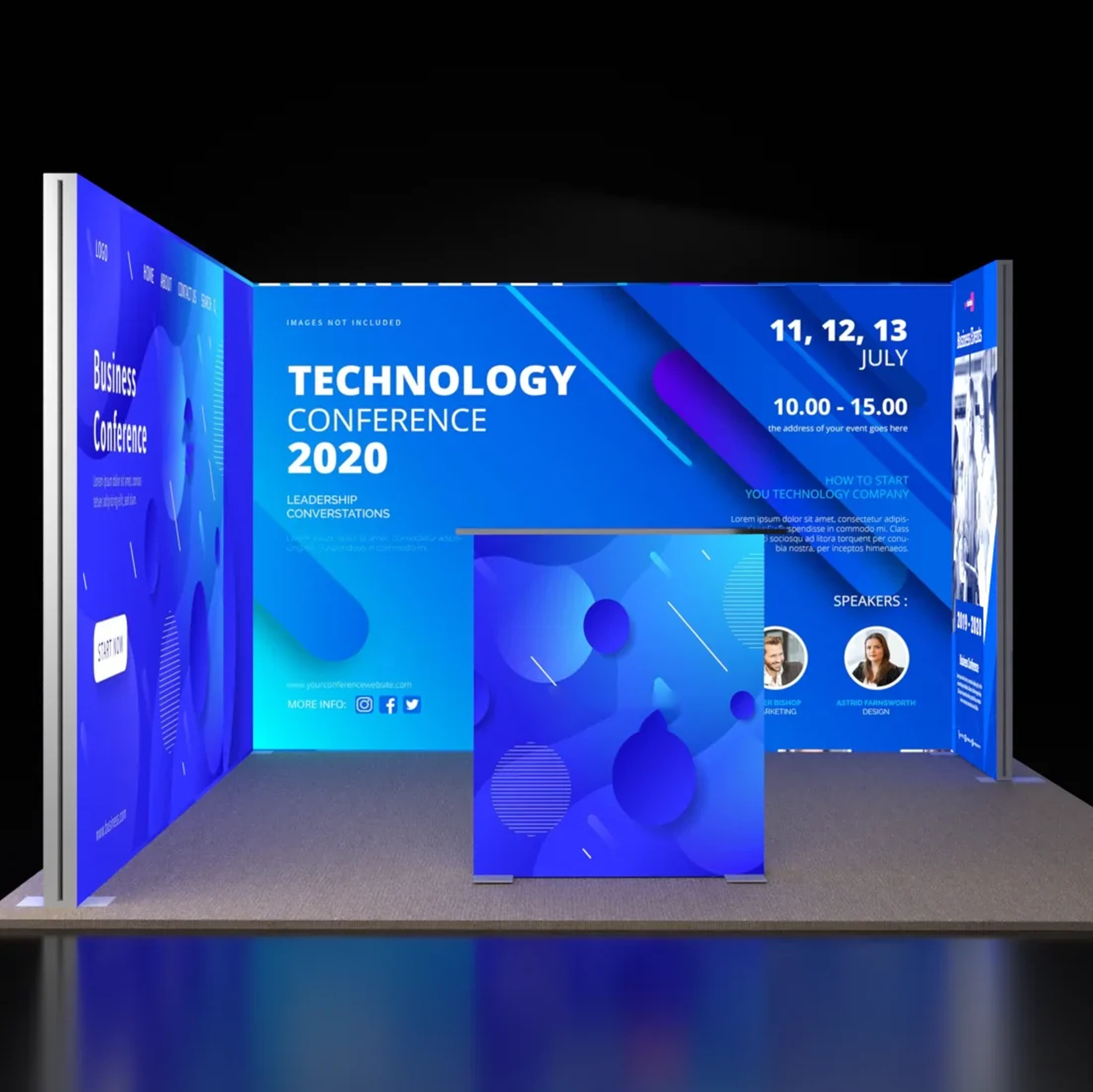 3m Backlit SEG Booth Kit with 2 Sidewalls & Lightbox Counter