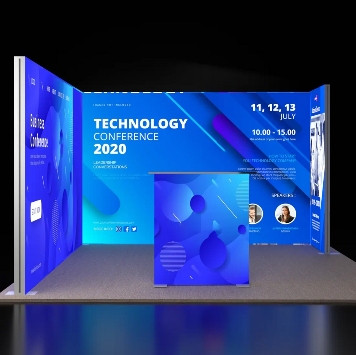 3m Backlit SEG Booth Kit with 2 Sidewalls & Lightbox Counter