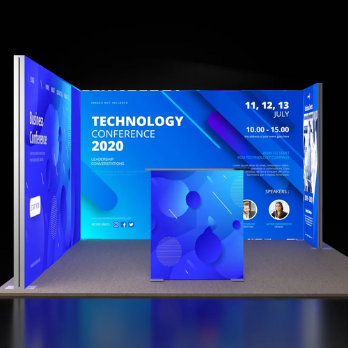 3m Backlit SEG Booth Kit with 2 Sidewalls & Lightbox Counter
