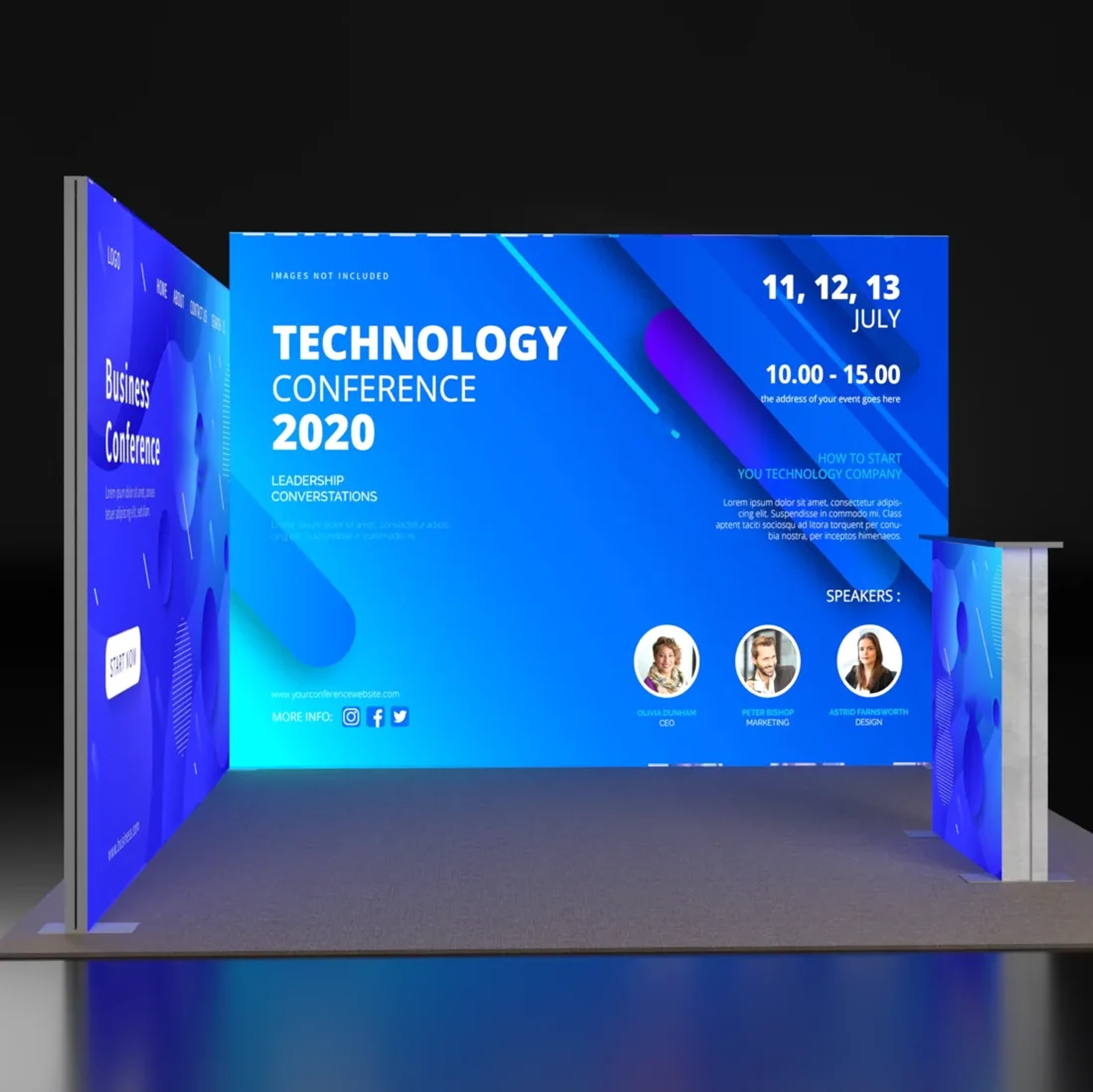 3m Backlit SEG L-Shape Booth Kit with Lightbox Counter