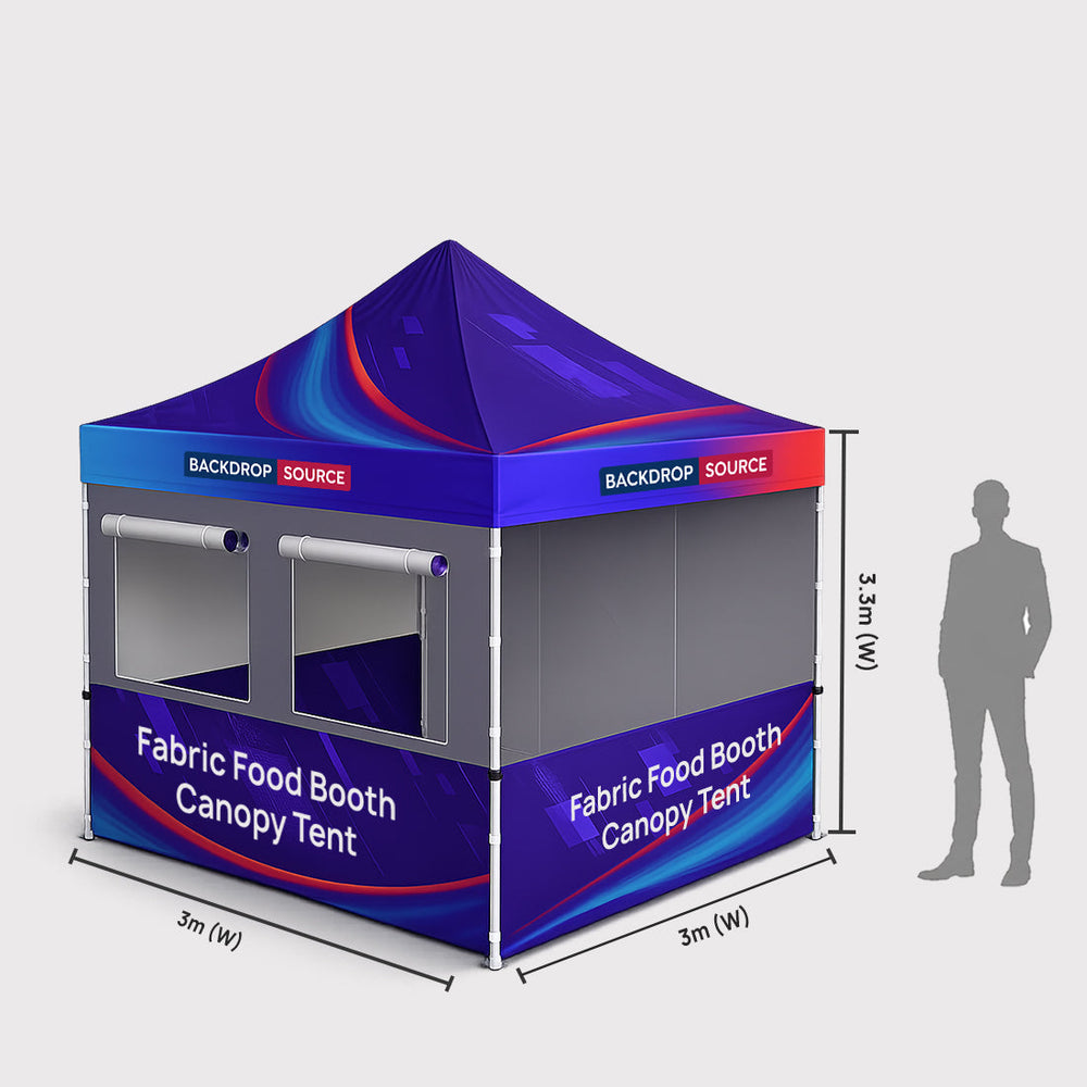Tente pliante de stand alimentaire en tissu 3 m x 3 m