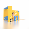 Stand parapluie SEG 6x3m avec mur de fond large, arche en L et comptoir