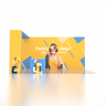 Stand parapluie SEG 6x3m avec mur de fond large, arche en L et comptoir