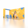 Stand parapluie SEG 6x3m avec mur de fond large, arche en L et comptoir