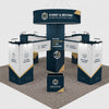 9x9m Cubic Tower Island Booth with Hanging Banner & Counters