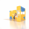 Stand parapluie SEG 6x3m avec mur en arche en L et vitrine LED à 5 étagères