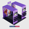 Kit de stand 3x3m avec doubles arches carrées, étagères et support TV