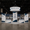 Kit de stand tour cubique 9x6m avec bannière suspendue et 2 comptoirs