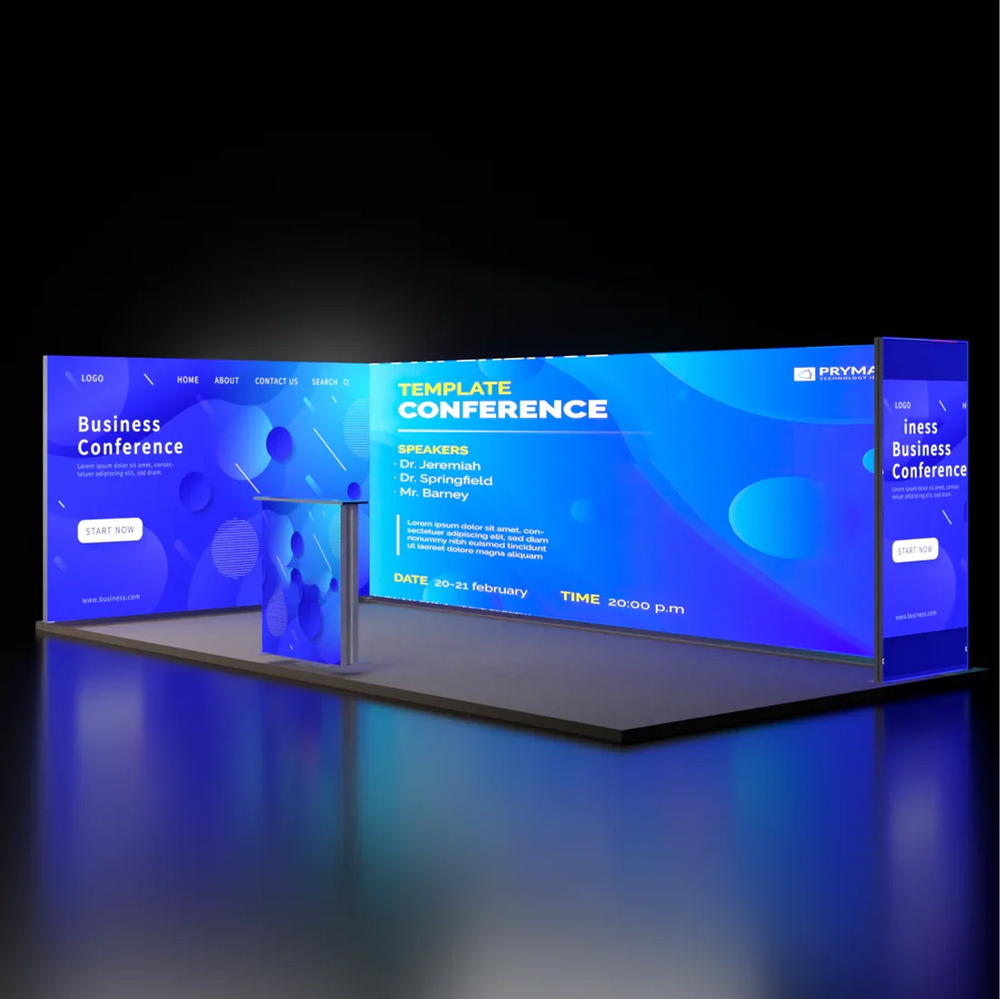 6m Backlit SEG U-Shape Booth Kit with Lightbox Counter