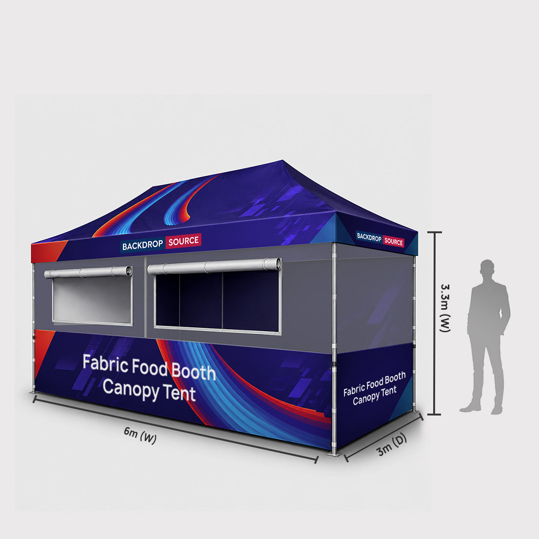 Tente de stand alimentaire en tissu 6 m x 3 m