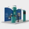 Kit d'exposition avec fond droit incliné 6x3m, mur 3D et arche