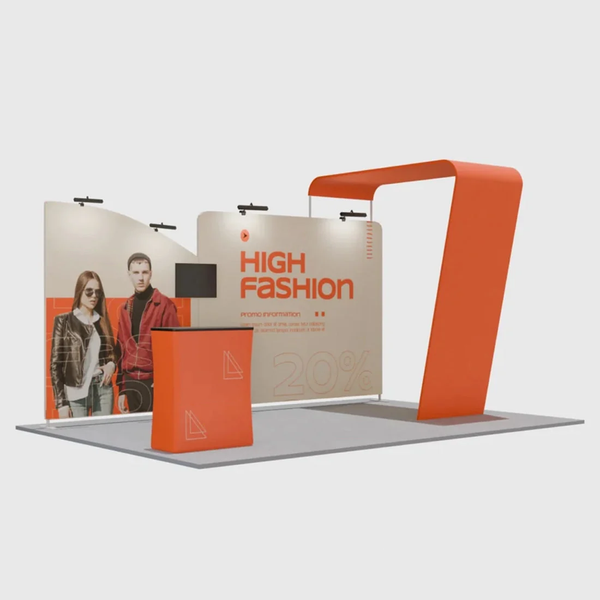 Kit d'exposition avec fond droit 6x3m et arche